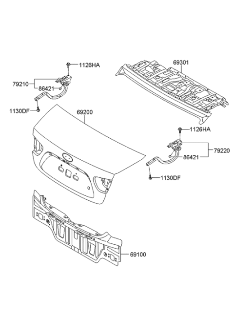 2006 Hyundai Elantra New Body Style (Produced Before OCT.30.2006) Trunk Lid & Back Panel Diagram