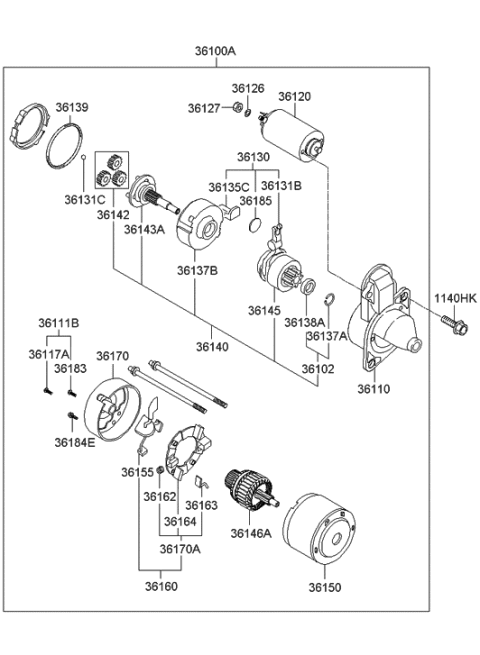 2006 Hyundai Elantra Holder & Brush Assembly Diagram for 36169-23071