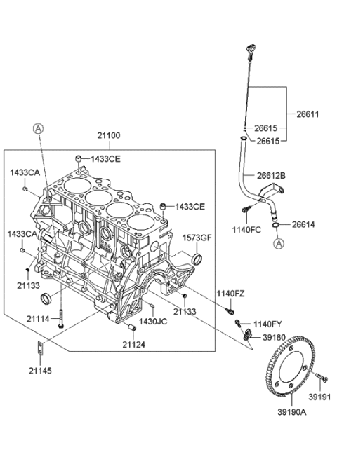 2006 Hyundai Elantra Cylinder Block & Oil Pan Diagram 1
