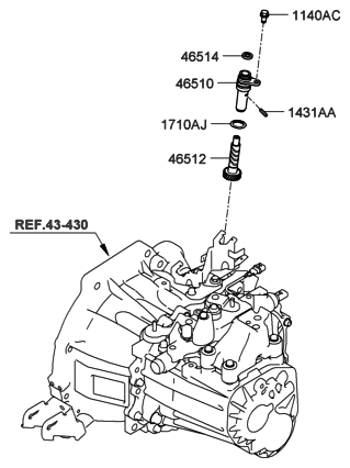 2010 Hyundai Elantra Gear-Speedometer Driven Diagram for 43624-23570