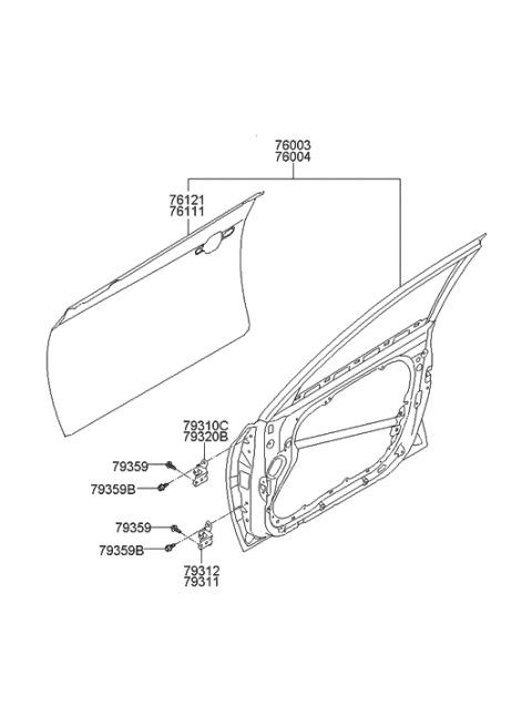 2006 Hyundai Elantra Panel Assembly-Front Door,RH Diagram for 76004-2H010