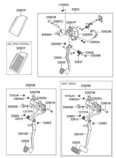 2006 Hyundai Elantra Brake & Clutch Pedal Diagram