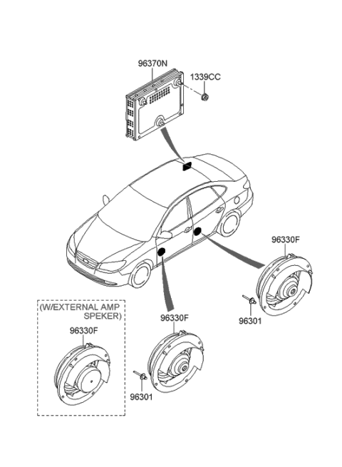 2006 Hyundai Elantra New Body Style (Produced Before OCT.30.2006) Speaker Diagram