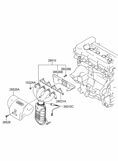 2010 Hyundai Elantra Exhaust Manifold Assembly Diagram for 28510-23390