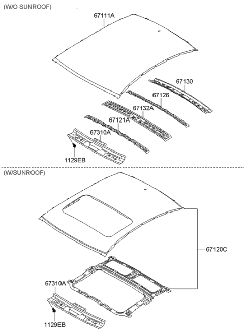 2006 Hyundai Elantra Roof Panel Diagram