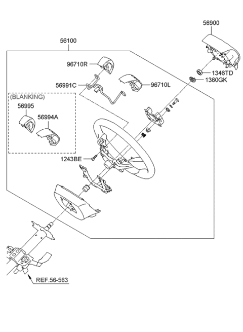 2010 Hyundai Elantra Column & Shaft Assembly-Steering Diagram for 56310-2H300