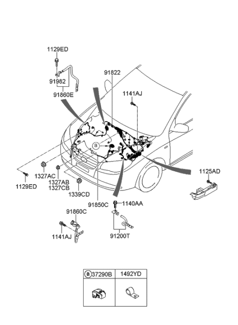 2006 Hyundai Elantra New Body Style (Produced Before OCT.30.2006) Engine Room Wiring Diagram