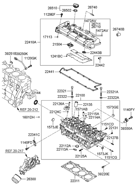 2006 Hyundai Elantra Head Assembly-Cylinder Diagram for 22100-23630