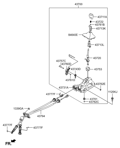 2017 Hyundai Elantra GT Lever Assembly-Gear Shift Diagram for 43720-A5500