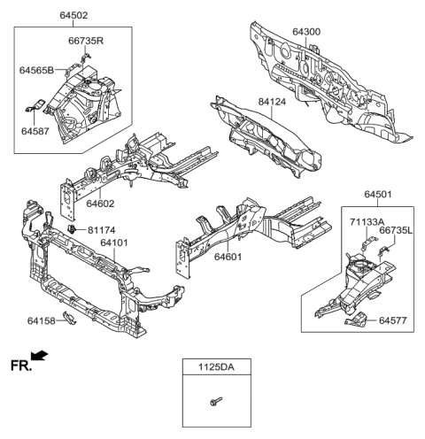 2016 Hyundai Elantra GT Fender Apron & Radiator Support Panel Diagram