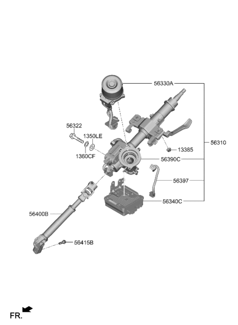 2006 Hyundai Tucson Column Assembly-Upper Diagram for 56310-A5010