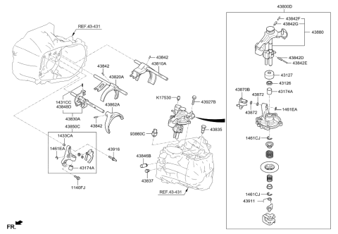 2015 Hyundai Elantra GT Gear Shift Control-Manual Diagram