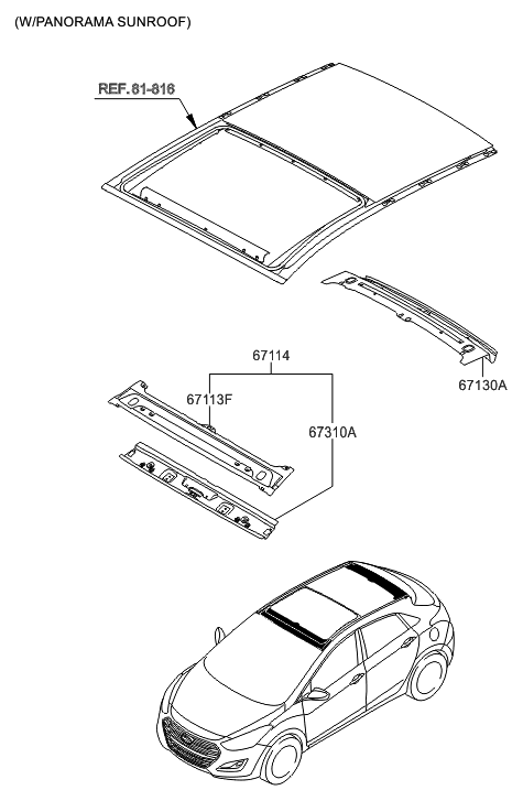 2016 Hyundai Elantra GT Roof Panel Diagram 2