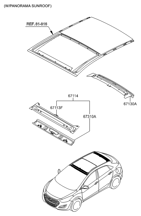 2017 Hyundai Elantra GT Panel-Panorama Front Diagram for 67120-A5051