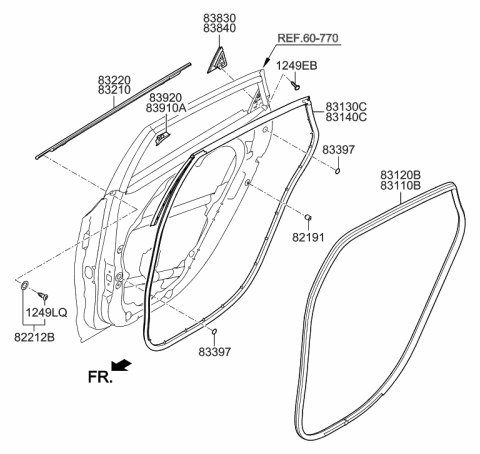 2006 Hyundai Tucson Weatherstrip-Rear Door Body Side LH Diagram for 83110-A5000