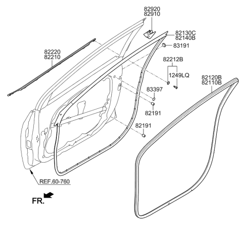 2017 Hyundai Elantra GT Front Door Moulding Diagram