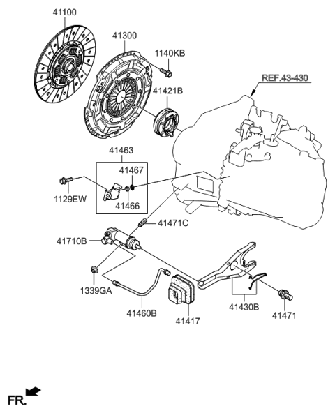 2016 Hyundai Elantra GT Clutch & Release Fork Diagram