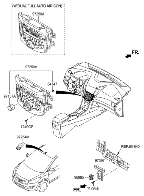 2015 Hyundai Elantra GT Heater Control Assembly Diagram for 97250-A5AH0-GU