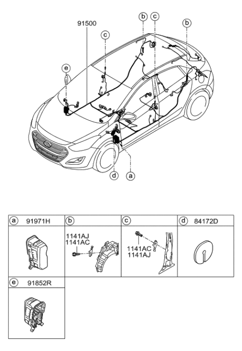 2016 Hyundai Elantra GT Wiring Assembly-Floor Diagram for 91539-A5320