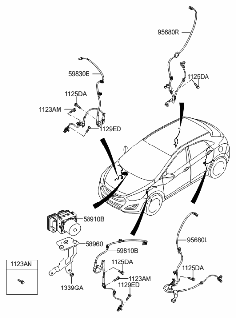 2004 Hyundai Tucson Abs Brake Control Unit/Hydraulic Module Assembly Diagram for 58920-A5230