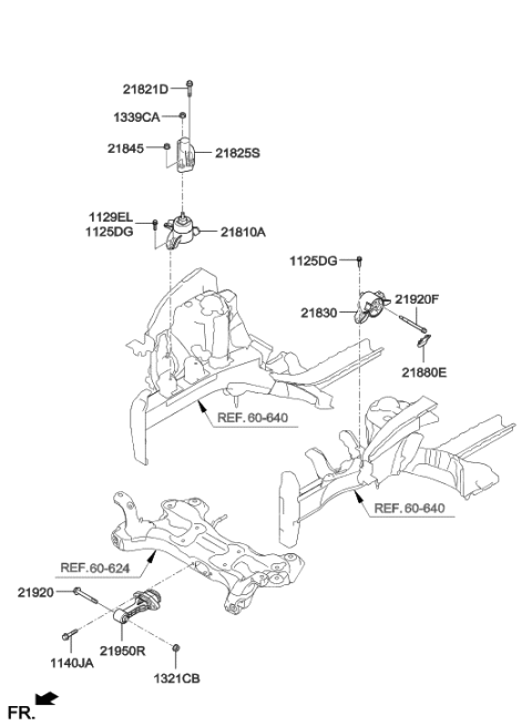 2004 Hyundai Tucson Transaxle Mounting Bracket Assembly Diagram for 21830-A5500