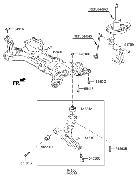 2015 Hyundai Elantra GT Front Suspension Crossmember Diagram