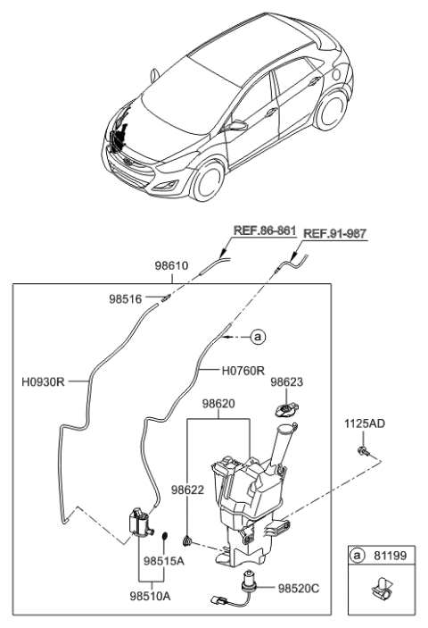 2017 Hyundai Elantra GT Windshield Washer Diagram