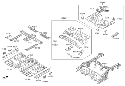 2005 Hyundai Tucson Panel Assembly-Center Floor Side,R Diagram for 65120-A5001