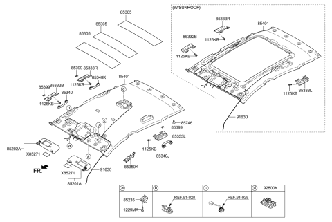 2017 Hyundai Elantra GT Sun Visor Assembly, Right Diagram for 85220-A5100-VYF