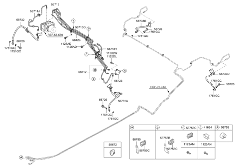 2017 Hyundai Elantra GT Tube-Master Cylinder To Hydraulic Unit,Pri Diagram for 58722-A5450