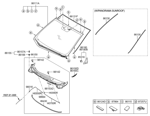 2016 Hyundai Elantra GT Windshield Glass Diagram