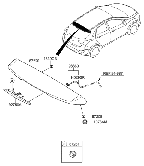 2017 Hyundai Elantra GT Rear Spoiler Diagram for 87211-A5100