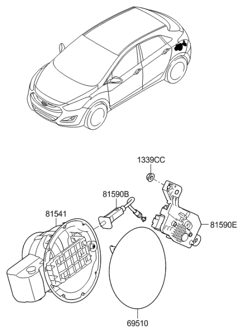 2016 Hyundai Elantra GT Fuel Filler Door Diagram