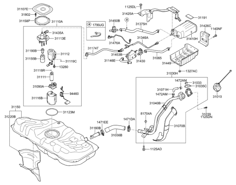 2015 Hyundai Elantra GT Fuel System Diagram 1