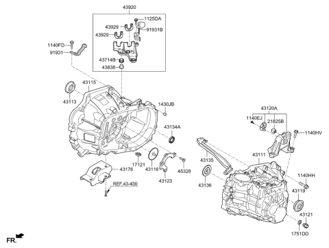 2016 Hyundai Elantra GT Transaxle Case-Manual Diagram