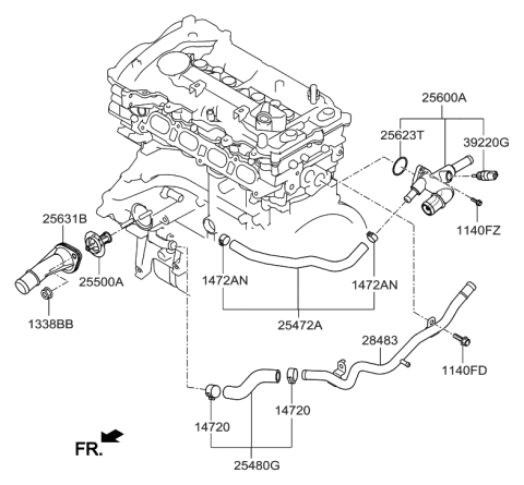 2016 Hyundai Elantra GT Coolant Pipe & Hose Diagram