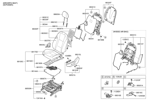 2015 Hyundai Elantra GT Recliner Limit Switch Diagram for 88193-3Z100