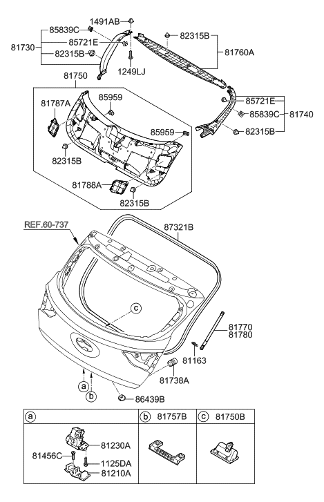 2017 Hyundai Elantra GT Tail Gate Trim Diagram