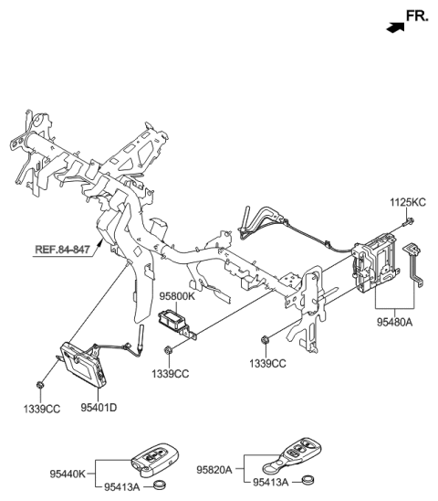 2005 Hyundai Tucson Keyless Entry Transmitter Assembly Diagram for 95430-A5200