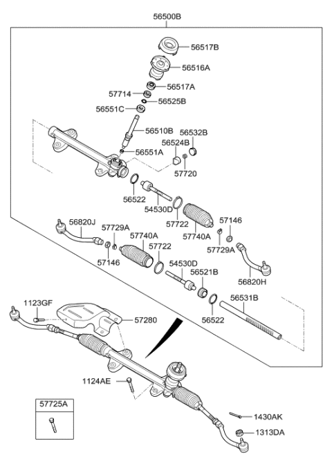 2015 Hyundai Elantra GT Yoke Assembly-Rack Support Diagram for 56522-A5500