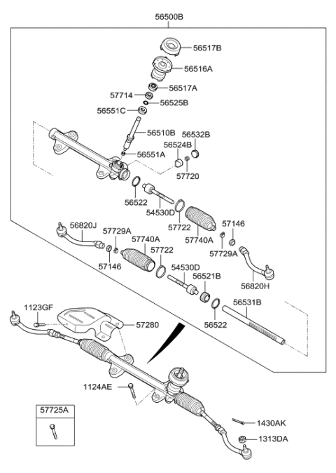 2004 Hyundai Tucson Bellows-Steering Gear Box Diagram for 57740-A5500