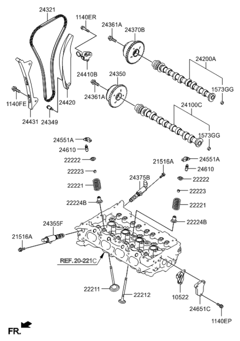 2017 Hyundai Elantra GT Camshaft & Valve Diagram