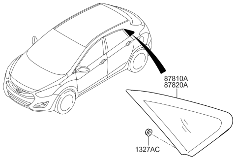 2015 Hyundai Elantra GT Glass & MOULDING Assembly-Quarter Diagram for 87810-A5010