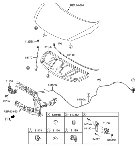 2017 Hyundai Elantra GT Hood Trim Diagram