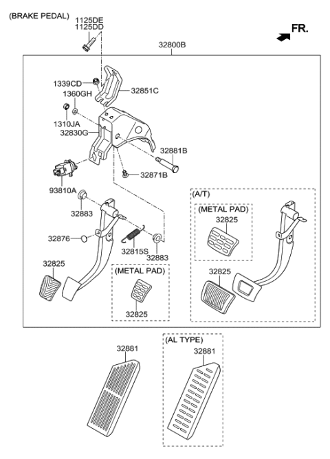2015 Hyundai Elantra GT Pedal Assembly-Brake Diagram for 32800-3X410