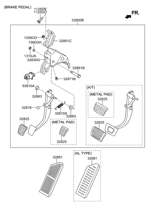 2004 Hyundai Tucson Pedal Assembly-Brake Diagram for 32800-3X410