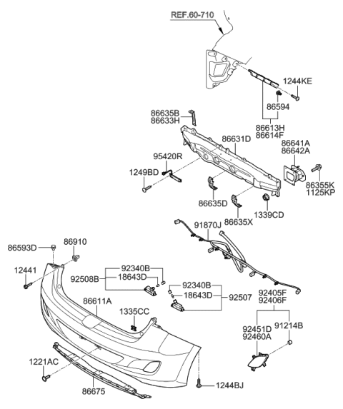 2006 Hyundai Tucson Reflector/Reflex Assembly-Rear Lh Diagram for 92405-A5100