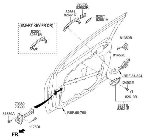 2006 Hyundai Tucson Door Handle Assembly, Exterior, Right Diagram for 82661-A5201