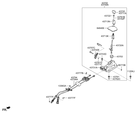 2022 Hyundai Santa Cruz Lever Assembly-Manual Transmission Diagram for 43700-F9100-VCS