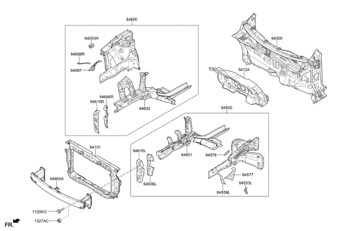 2019 Hyundai Accent Fender Apron & Radiator Support Panel Diagram